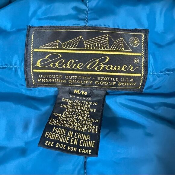 Vintage Eddie Bauer Goose Down Snow Ski Jacket Blue M - Picture 13 of 14